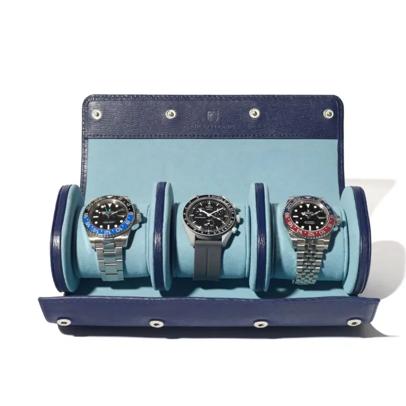 billstone watch roll watch travel case voyager 3 piece capri blue 0 Watch Winders, Watch Boxes & Watch Safes Billstone Watch Roll Watch Travel Case Voyager 3 Piece Capri Blue