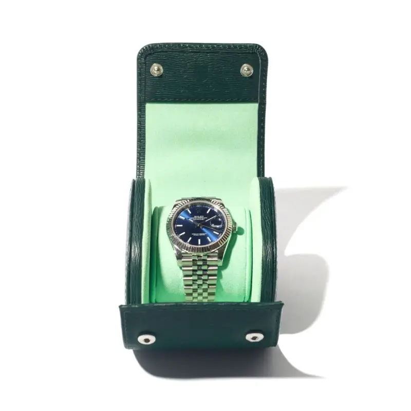 billstone watch roll watch travel case voyager single geneva green 01 Watch Winders, Watch Boxes & Watch Safes Billstone Watch Roll Watch Travel Case Voyager Single Geneva Green
