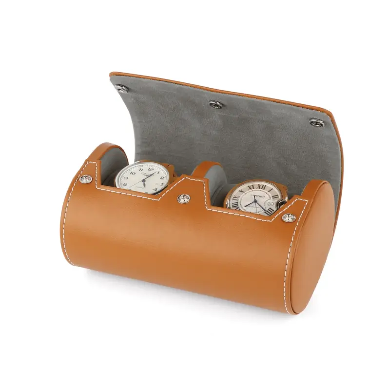 double watch roll watch travel case brown microfiber leather 00 Watch Winders, Watch Boxes & Watch Safes Watch Winders, Watch Boxes & Watch Safes