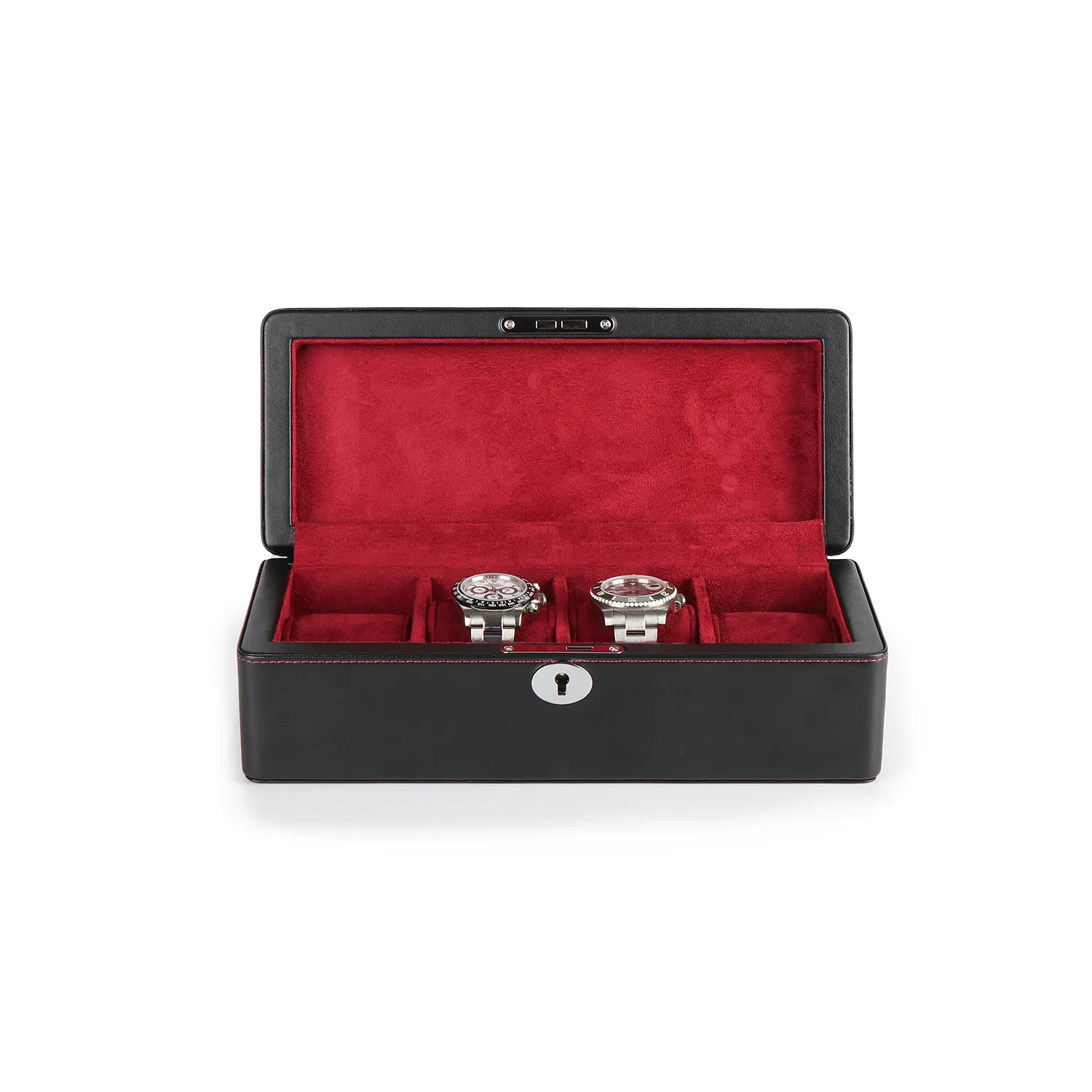 driklux-4-piece-watch-box-black-microfiber-leather-main driklux 4 piece watch box black microfiber leather main Watch Winders, Watch Boxes & Watch Safes Driklux 4 Piece Watch Box Black Microfiber Leather