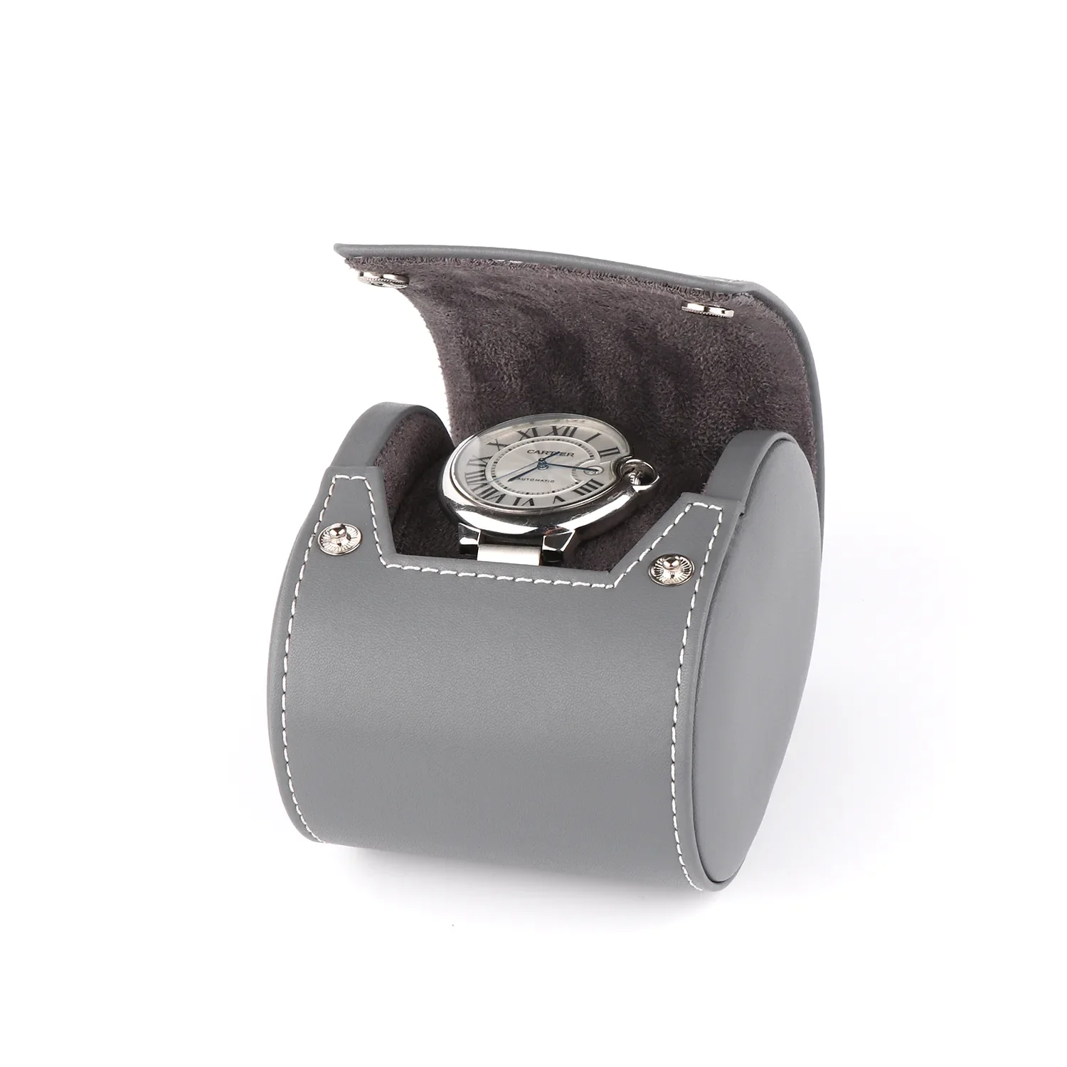 single-watch-roll-watch-travel-case-gray-microfiber-leather single watch roll watch travel case gray microfiber leather Watch Winders, Watch Boxes & Watch Safes Single Watch Roll Watch Travel Case Gray Microfiber Leather