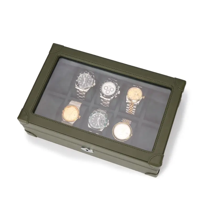 Driklux 10 Piece Watch Box Luxury Leather Finish Green 1 driklux 10 piece watch box luxury leather finish green 04 Watch Winders, Watch Boxes & Watch Safes Driklux 10 Piece Watch Box Luxury Leather Finish Green
