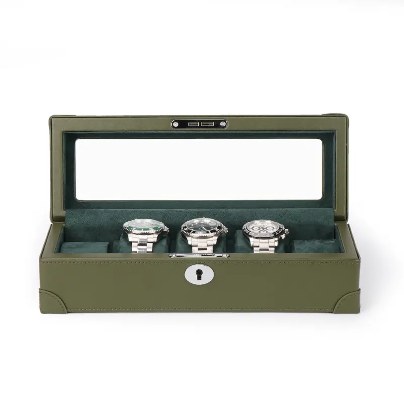 driklux 5 piece watch box luxury leather finish green 0 Watch Winders, Watch Boxes & Watch Safes Watch Winders, Watch Boxes & Watch Safes