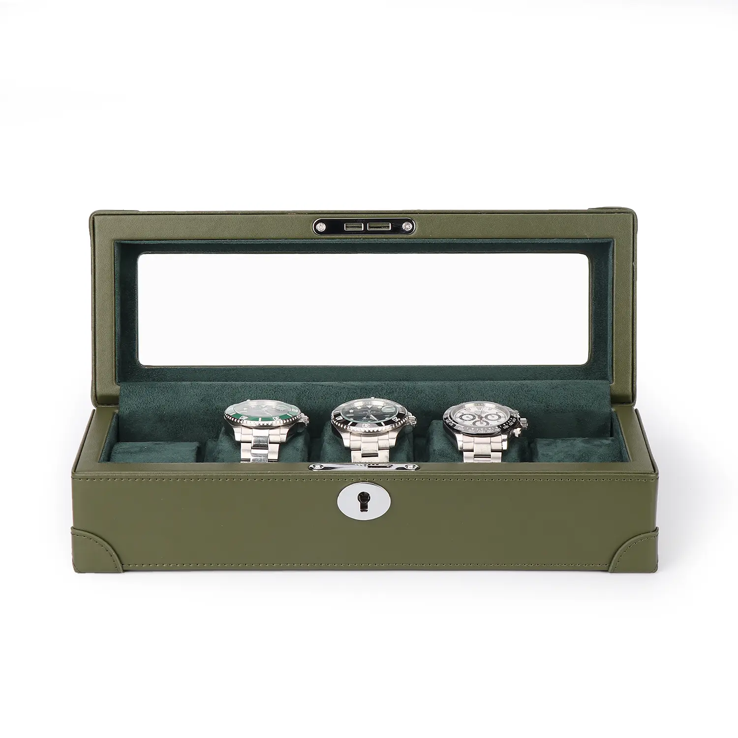 driklux-5-piece-watch-box-luxury-leather-finish-green-0 driklux 5 piece watch box luxury leather finish green 0 Watch Winders, Watch Boxes & Watch Safes Driklux 5 Piece Watch Box Luxury Leather Finish Green