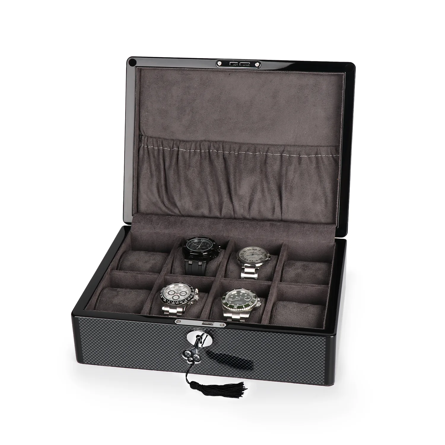 driklux-8-piece-watch-box-carbon-fiber-01 driklux 8 piece watch box carbon fiber 01 Watch Winders, Watch Boxes & Watch Safes Driklux 8 Piece Watch Box Carbon Fiber