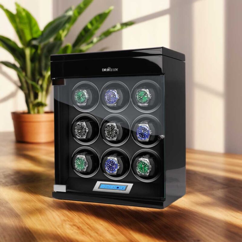 driklux 9 piece watch winder box with extra top drawer black deco 0 Watch Winders, Watch Boxes & Watch Safes Driklux 9 Piece Watch Winder Box with Extra Top Drawer Black Deco