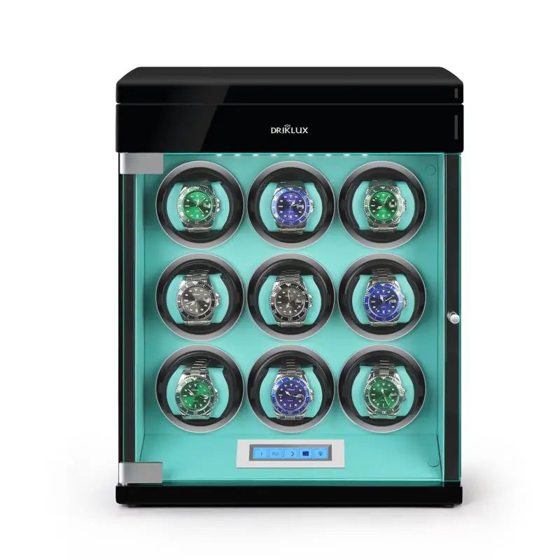 driklux 9 piece watch winder box with extra top drawer blue deco Watch Winders, Watch Boxes & Watch Safes Driklux 9 Piece Watch Winder Box with Extra Top Drawer Blue Deco
