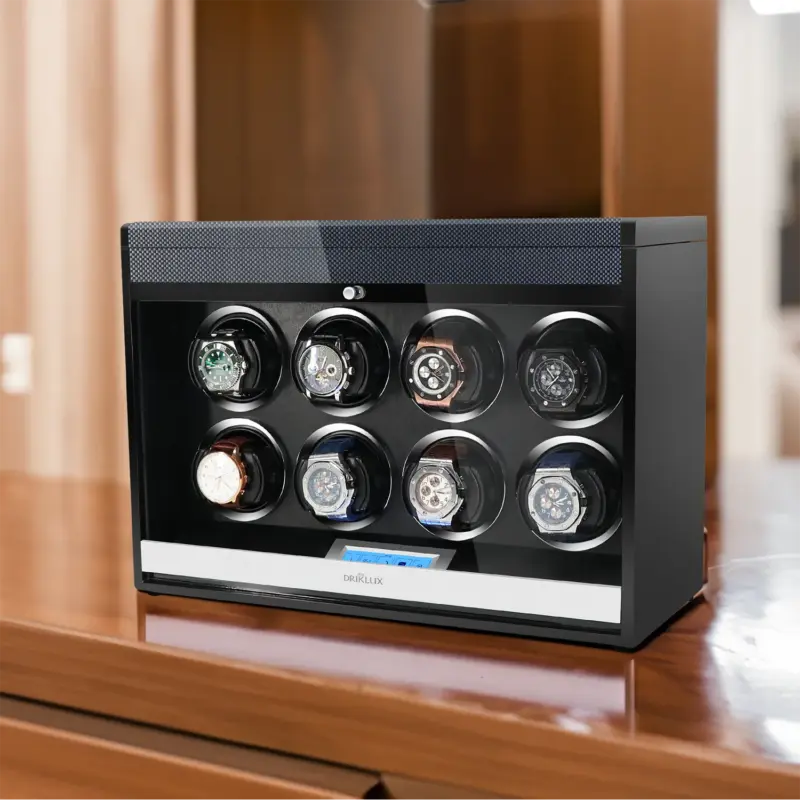 driklux luxury 8 piece watch winder carbon fiber texture Watch Winders, Watch Boxes & Watch Safes Driklux Luxury 8 Piece Watch Winder Carbon Fiber Texture