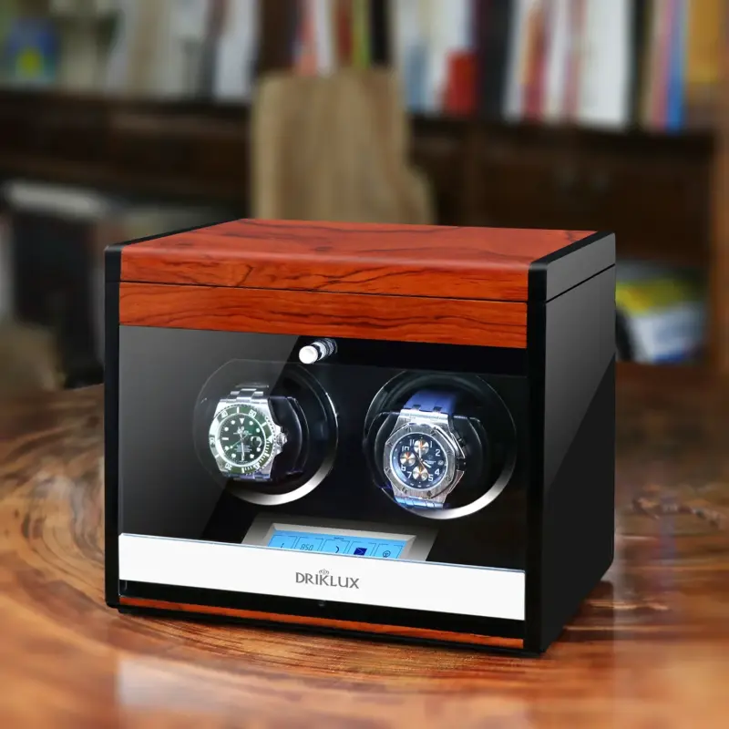 driklux luxury double watch winder red wood grain Watch Winders, Watch Boxes & Watch Safes Driklux Luxury Double Watch Winder Red Wood Grain