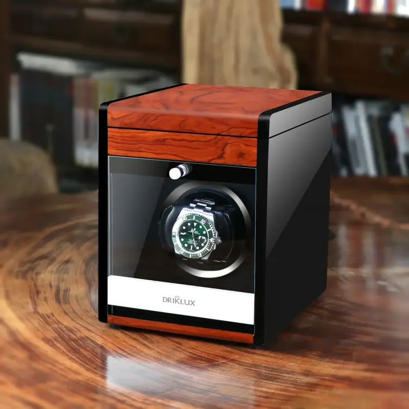 Driklux Luxury Single Watch Winder Red Wood Grain 1 driklux luxury single watch winder red wood grain Watch Winders, Watch Boxes & Watch Safes Driklux Luxury Single Watch Winder Red Wood Grain