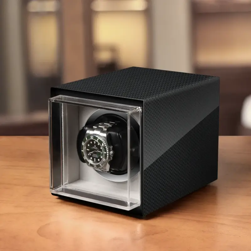 driklux single watch winder winders box for automatic watches carbon lacquer 0 Watch Winders, Watch Boxes & Watch Safes Driklux Single Watch Winder Winders Box for Automatic Watches Carbon Lacquer