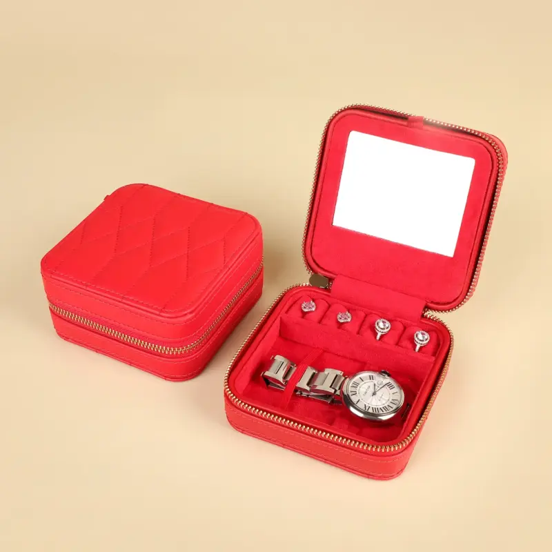 driklux single watch travel case with mini jewelry organizer red genuine leather Watch Winders, Watch Boxes & Watch Safes Driklux Single Watch Travel Case with Mini Jewelry Organizer Red Genuine Leather