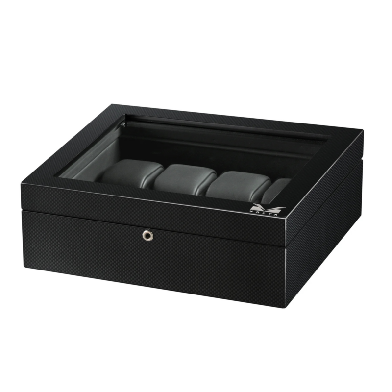 volta 8 piece watch box carbon fiber with see through top Watch Winders, Watch Boxes & Watch Safes Volta 8 Piece Watch Box Carbon Fiber with See Through Top