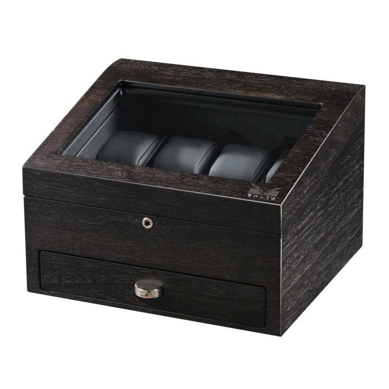 volta 8 piece watch box rustic brown with additional storage and see through top Watch Winders, Watch Boxes & Watch Safes Volta 8 Piece Watch Box Rustic Brown with Additional Storage and See Through Top