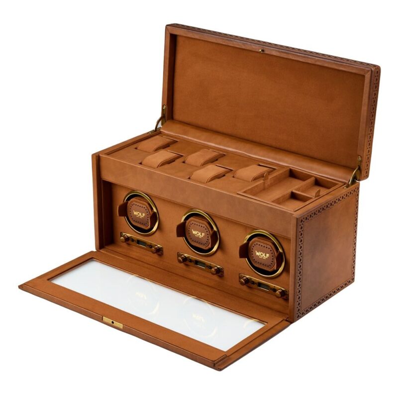 wolf brogue triple watch winder with storage 00 Watch Winders, Watch Boxes & Watch Safes WOLF Brogue Triple Watch Winder with Storage