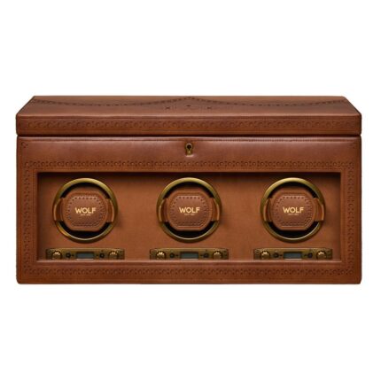 WOLF Brogue Triple Watch Winder with Storage