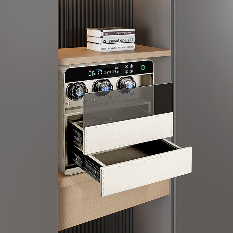 3 Piece Watch Winder Safe with 2 Drawers White 1 6 Watch Winders, Watch Boxes & Watch Safes 3 Piece Watch Winder Safe with 2 Drawers White