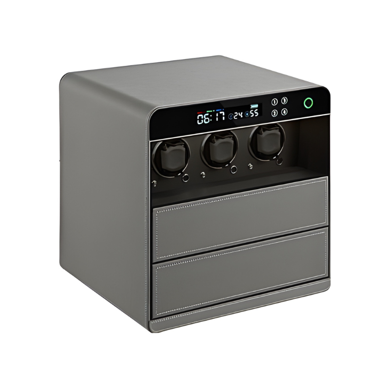 3 Piece Watch Winder Safe with 2 Drawers Grey 2 8 Watch Winders, Watch Boxes & Watch Safes 3 Piece Watch Winder Safe with 2 Drawers Grey