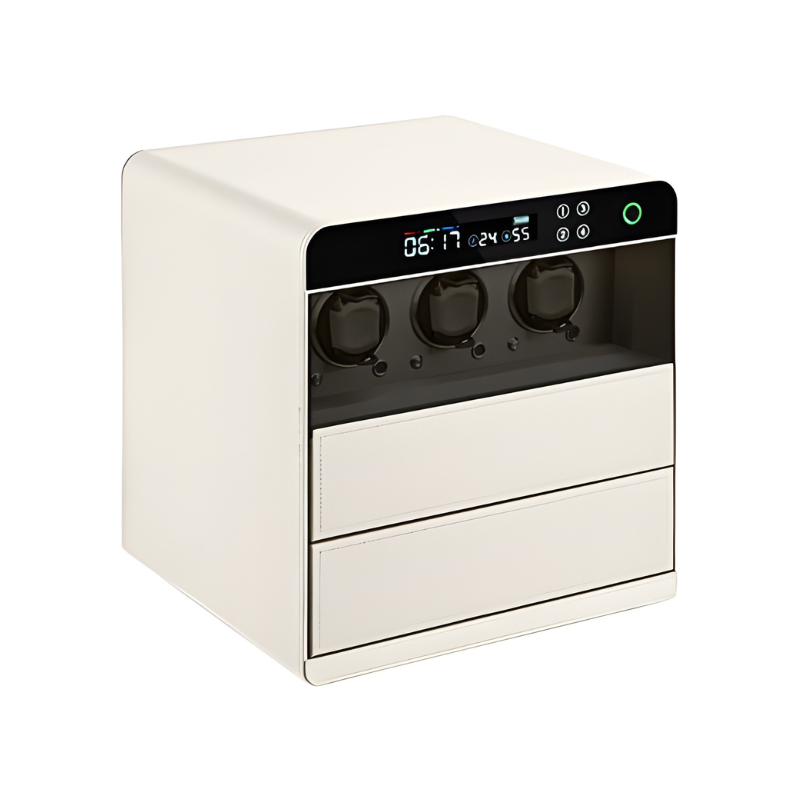 3 Piece Watch Winder Safe with 2 Drawers White 2 9 Watch Winders, Watch Boxes & Watch Safes 3 Piece Watch Winder Safe with 2 Drawers White