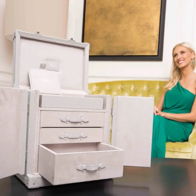 rapport deluxe jewellery trunk grey 0 Watch Winders, Watch Boxes & Watch Safes Watch Winders, Watch Boxes & Watch Safes