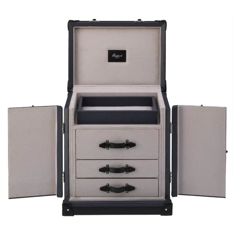 Rapport Deluxe Jewellery Trunk Navy 1 rapport deluxe jewellery trunk navy Watch Winders, Watch Boxes & Watch Safes Rapport Deluxe Jewellery Trunk Navy