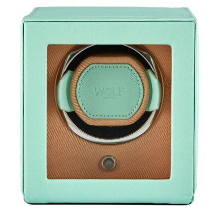 WOLF Cub Single Watch Winder with Cover Seltzer Mint/Peach