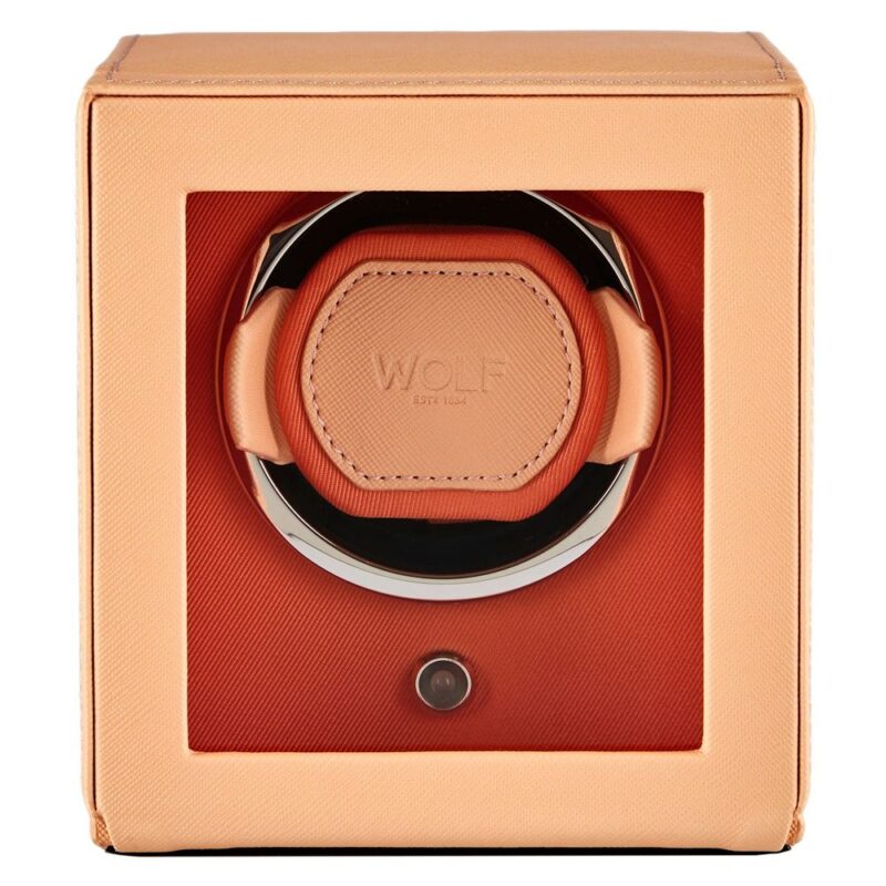 wolf cub single watch winder with cover seltzer peach orange Watch Winders, Watch Boxes & Watch Safes Watch Winders, Watch Boxes & Watch Safes