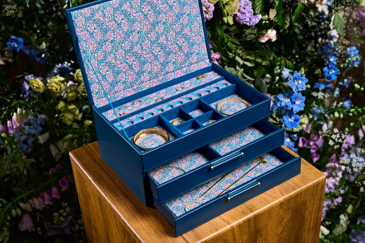 wolf x fiona howard sophia jewelry box with drawers indigo fruit botanical lifestyle Watch Winders, Watch Boxes & Watch Safes Watch Winders, Watch Boxes & Watch Safes
