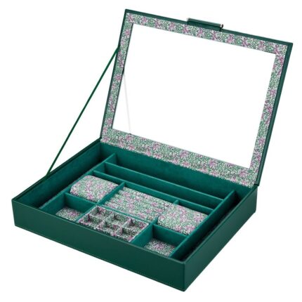 WOLF X Fiona Howard Sophia Jewelry Box with Window Forest Green Fruit Botanical