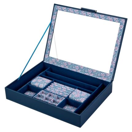 WOLF X Fiona Howard Sophia Jewelry Box with Window Indigo Fruit Botanical